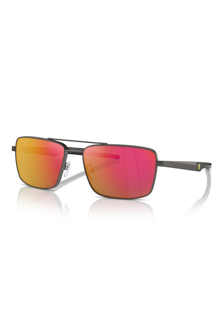 x Scuderia Ferrari 60mm Rectangular Sunglasses, Alternate, color, DARK GUNMETAL