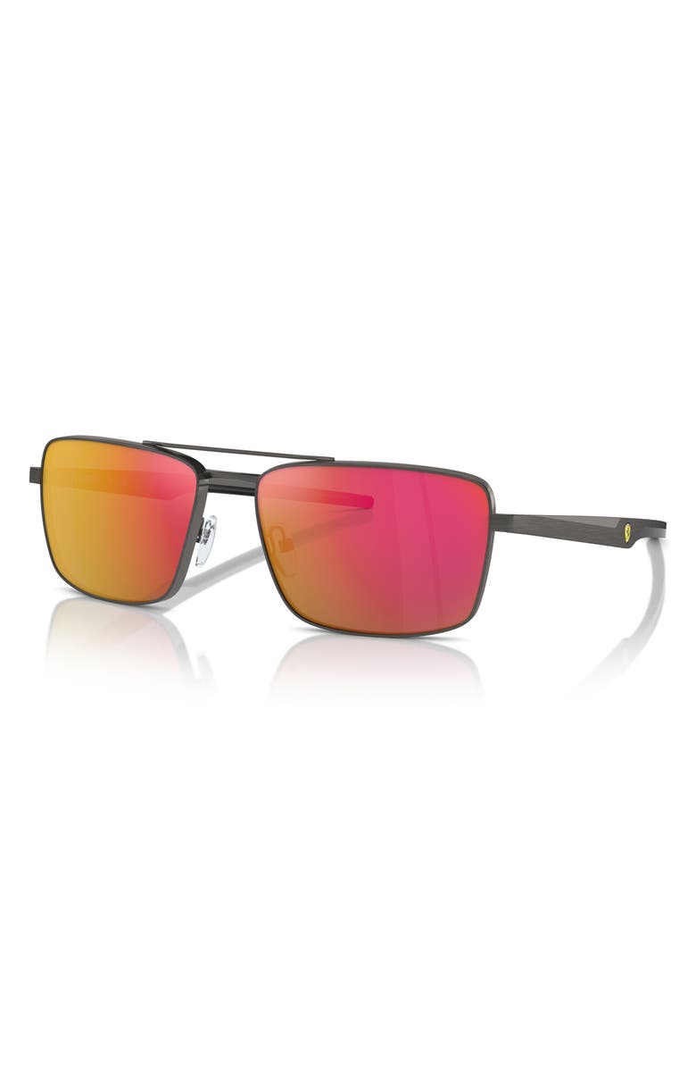 Scuderia Ferrari x Scuderia Ferrari 60mm Rectangular Sunglasses, Alternate, color, Dark Gunmetal