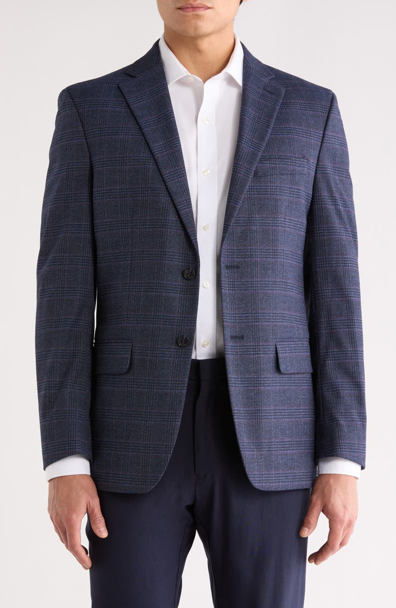 Tommy Hilfiger Plaid Blazer, Main, color, Navy/Pink