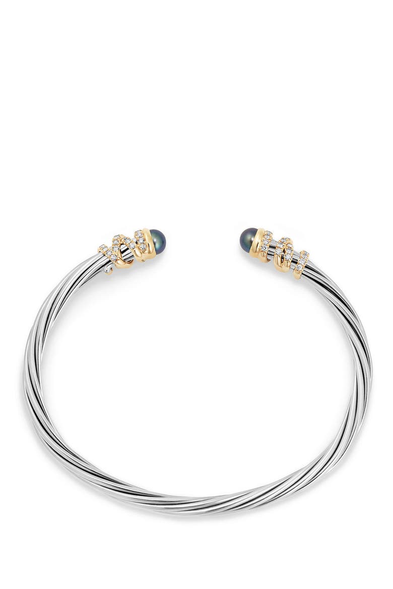 Helena Bracelet In Sterling Silver & 18K Gold with Pearls & Diamonds, 4mm, Alternate, color, GREY PEARL
