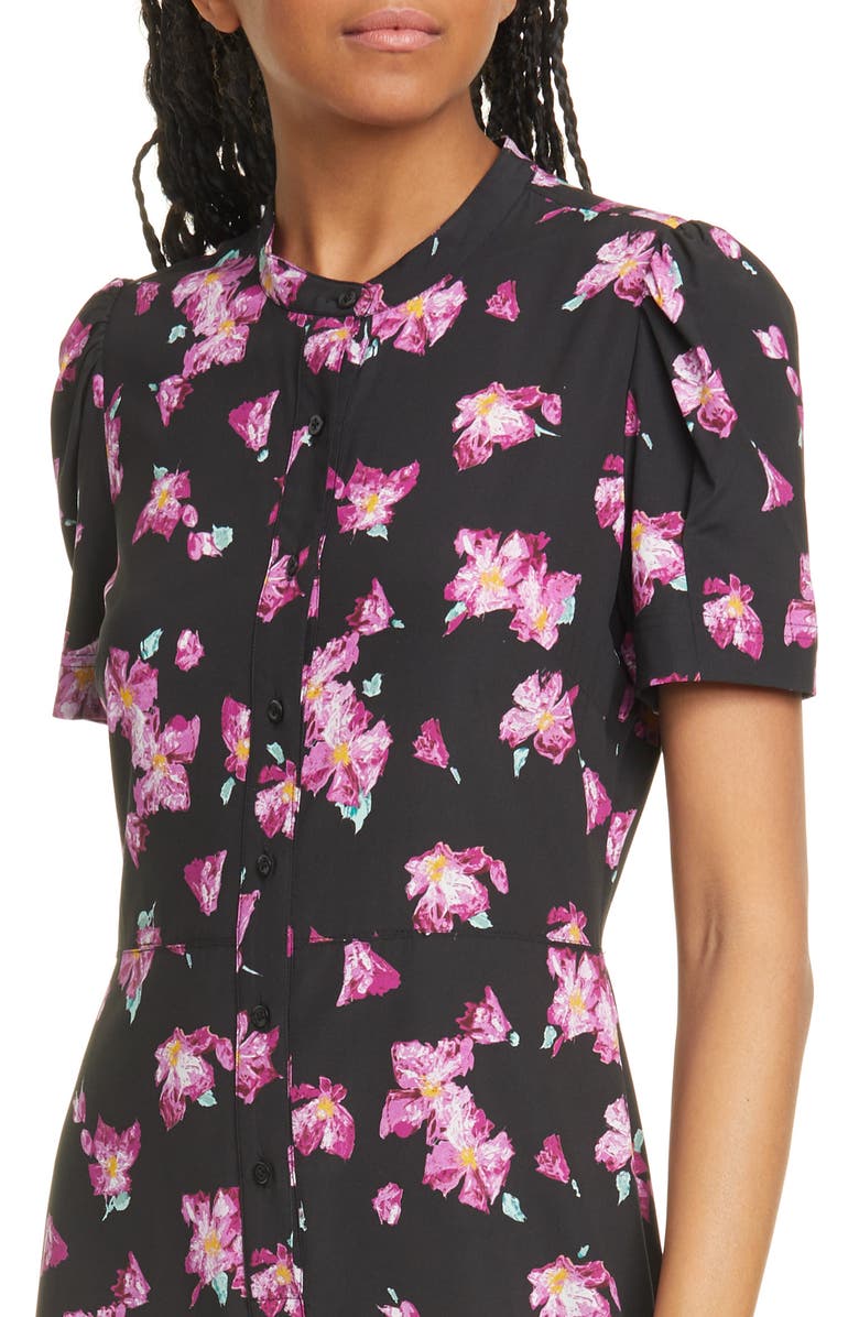 A.L.C. Dylan Floral Puff Sleeve Stretch Silk Shirtdress, Alternate, color,