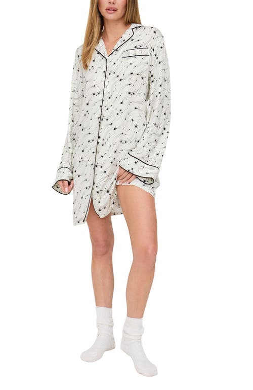 Lily And Lionel London Simone Long Sleeve Nightshirt In White