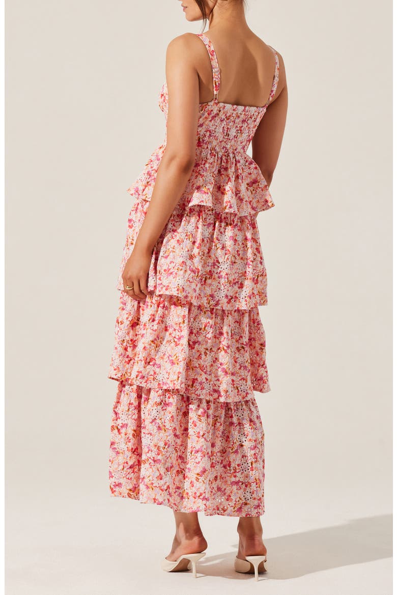 Midsummer Floral Tiered Cotton Maxi Dress, Alternate, color, PINK MULTI FLORAL