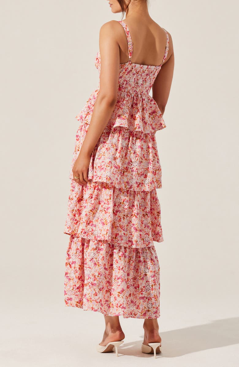 ASTR the Label Midsummer Floral Tiered Cotton Maxi Dress, Alternate, color, Pink Multi Floral