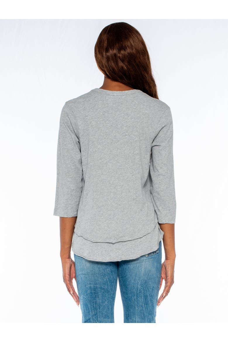 Shrunken Crew 3/4 Sleeve Mock Layer Tee, Alternate, color, Dark Olive