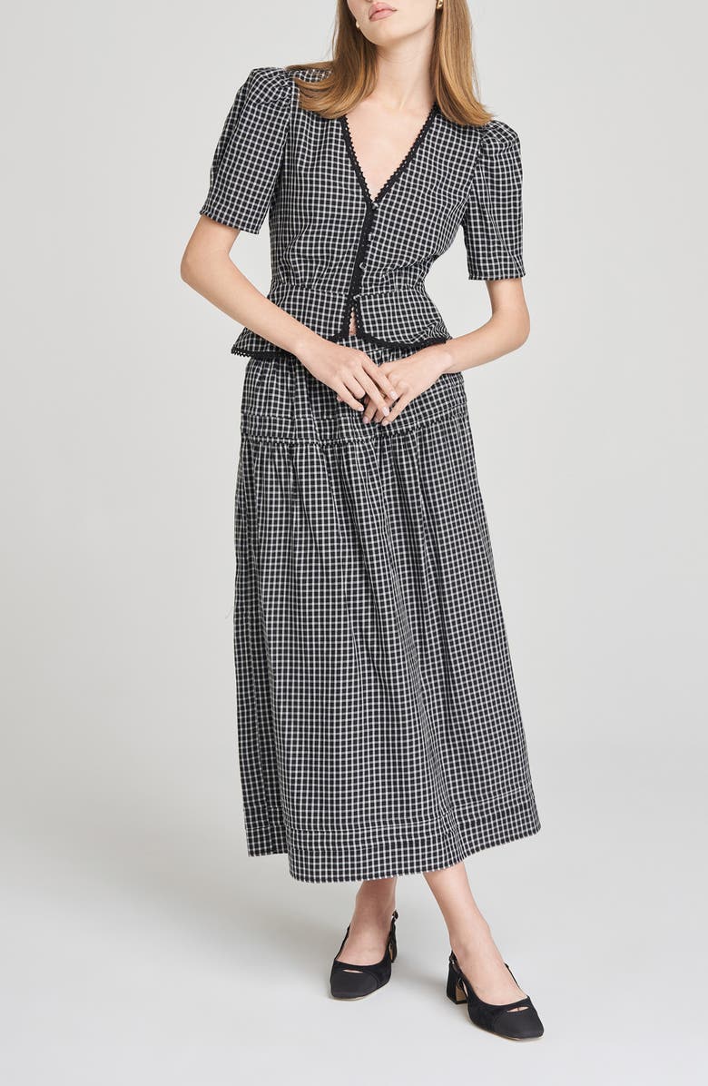 WAYF Gemma Plaid Pleated Skirt, Alternate, color, Ivory-Black Gingham