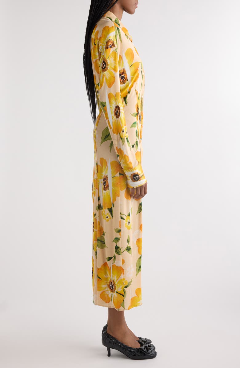 Acne Studios Delga Floral Print Long Sleeve Shirtdress, Main, color, Orange Multi