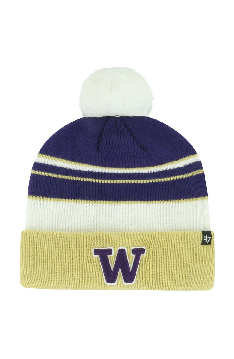 '47 Youth '47 Purple Washington Huskies Peewee Cuffed Knit Hat with Pom, Main, color, Purple