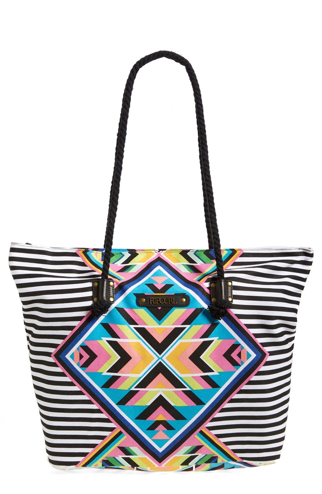 'Hearts Desire' Beach Bag, Main, color, BLACK