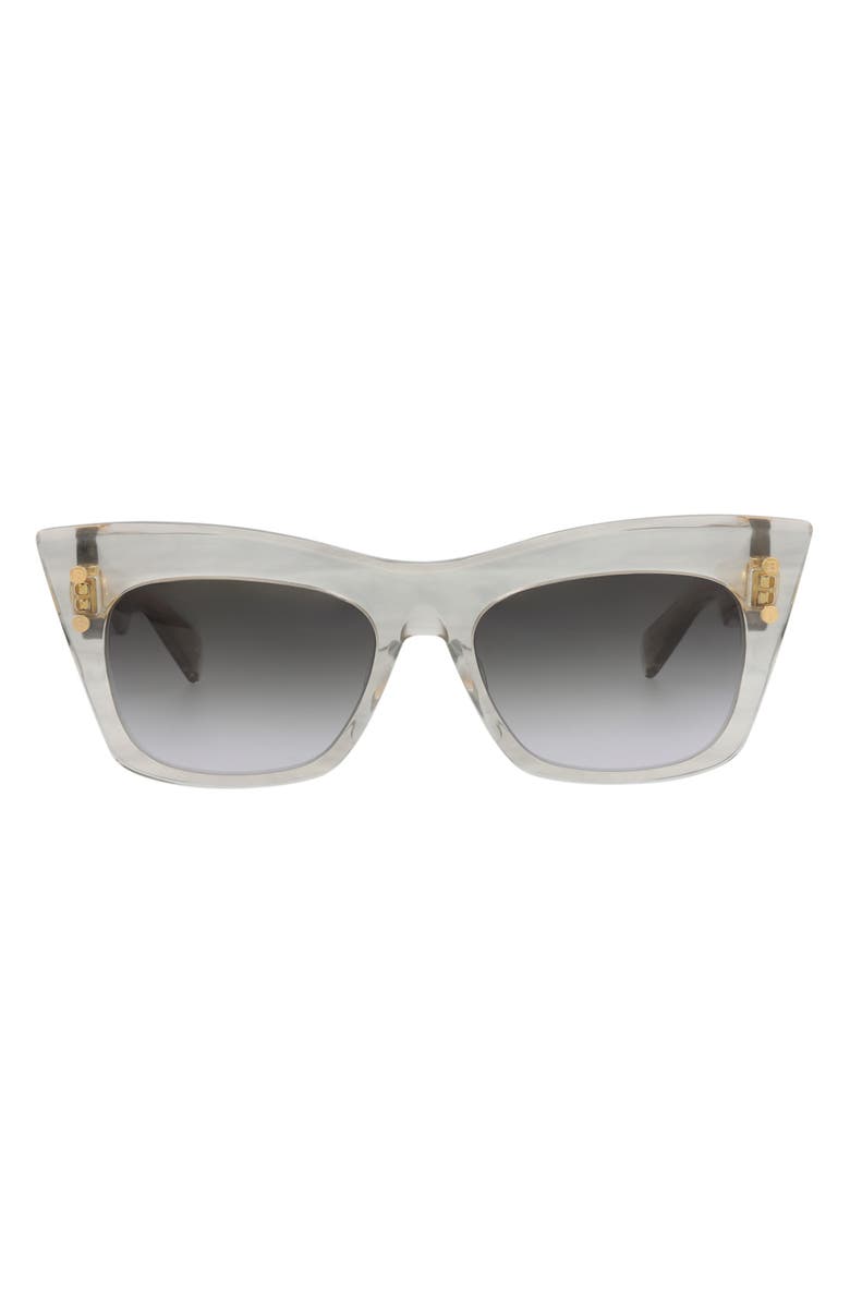 Balmain 55mm Cat Eye Sunglasses, Main, color, Crystal Crystal Grey