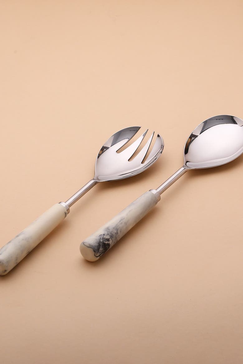 Resin & Metal Salad Server 2-Piece Set, Alternate, color, IVORY