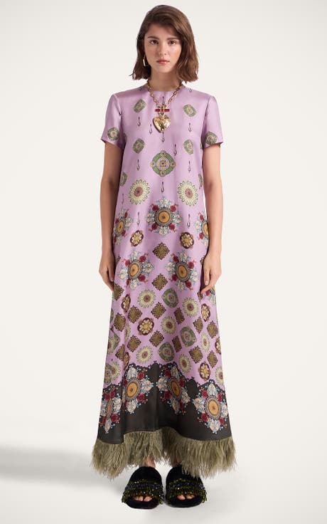 Swing Dress With Feathers