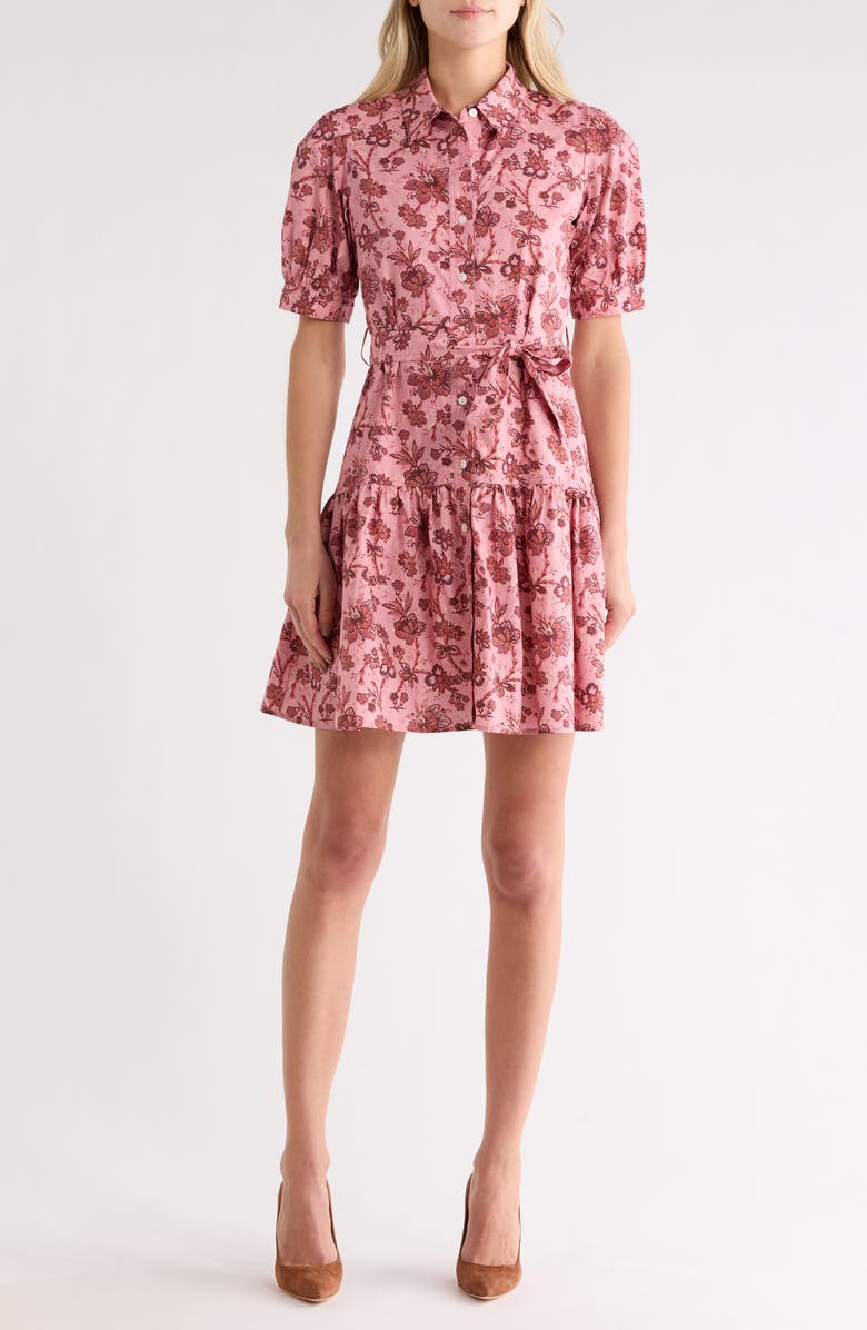 Derek Lam 10 Crosby Luma Leopard Shirtdress, Main, color, Pink Multi