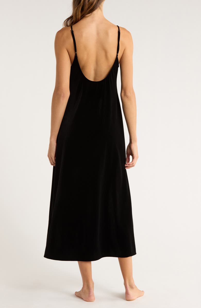 Natori Natalie Open Back Velvet Nightgown, Alternate, color, Black