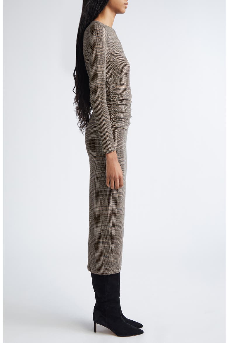 Charissa Plaid Long Sleeve Body-Con Dress, Alternate, color, DARK ACORN MULTI