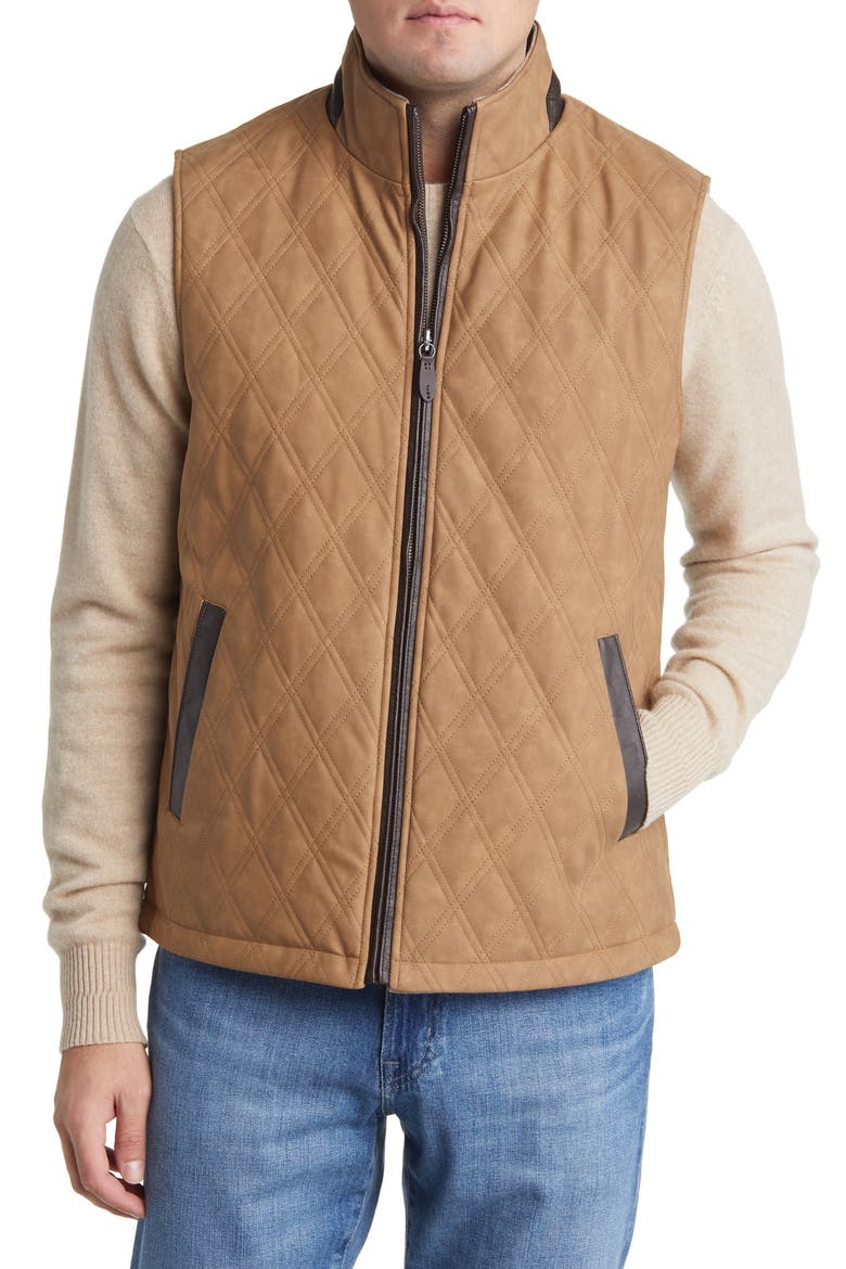 Reversible Quilted Vest, Alternate, color, CAMEL/ LIGHT BROWN