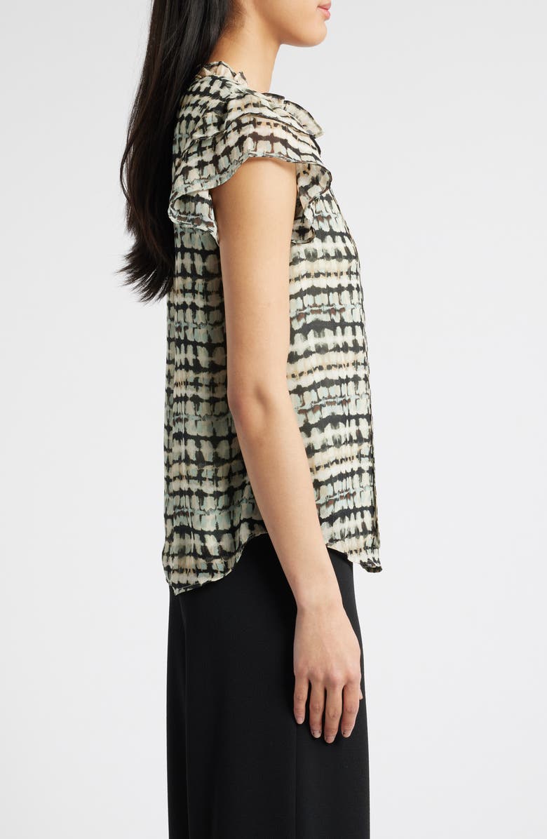 Anne Klein Ruffle Sleeve Tie Neck Top, Alternate, color, 