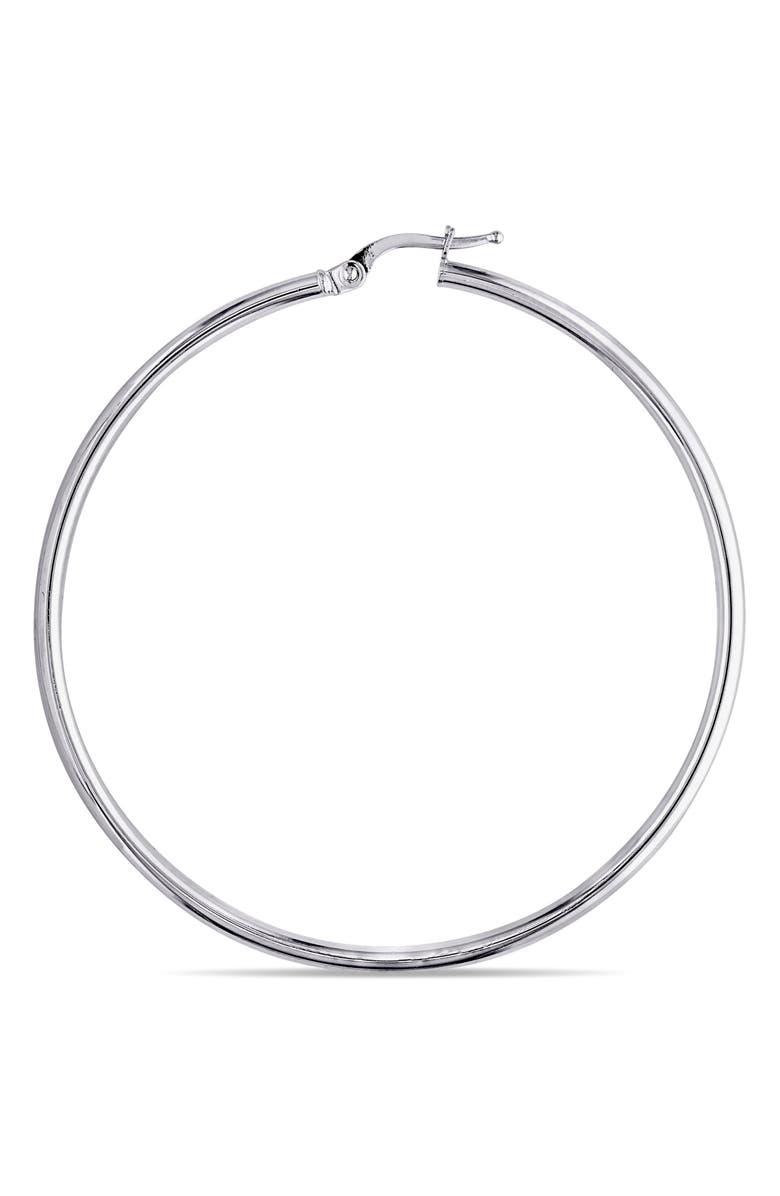 DELMAR Polished Hoop Earrings, Alternate, color, White Gold