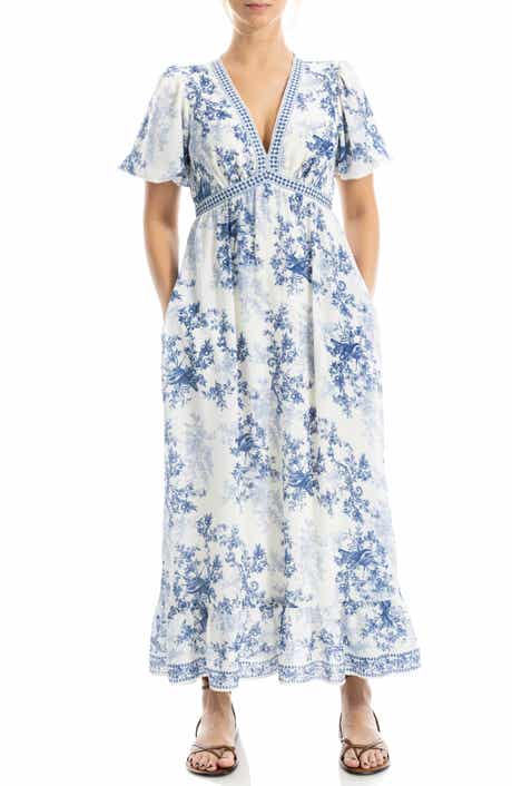 Flutter Sleeve Empire Waist Maxi Dress