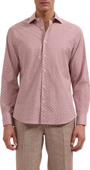 Bugatchi Axel Shaped Fit Mosaic Print Stretch Cotton Button-Up Shirt