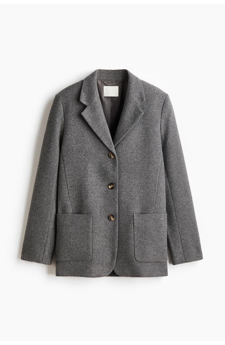 H&M Wool-blend Blazer, Main, color, Gray Melange