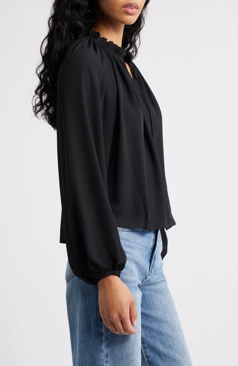 Madewell Long-Sleeve Tie-Neck Top, Alternate, color, Jet Black