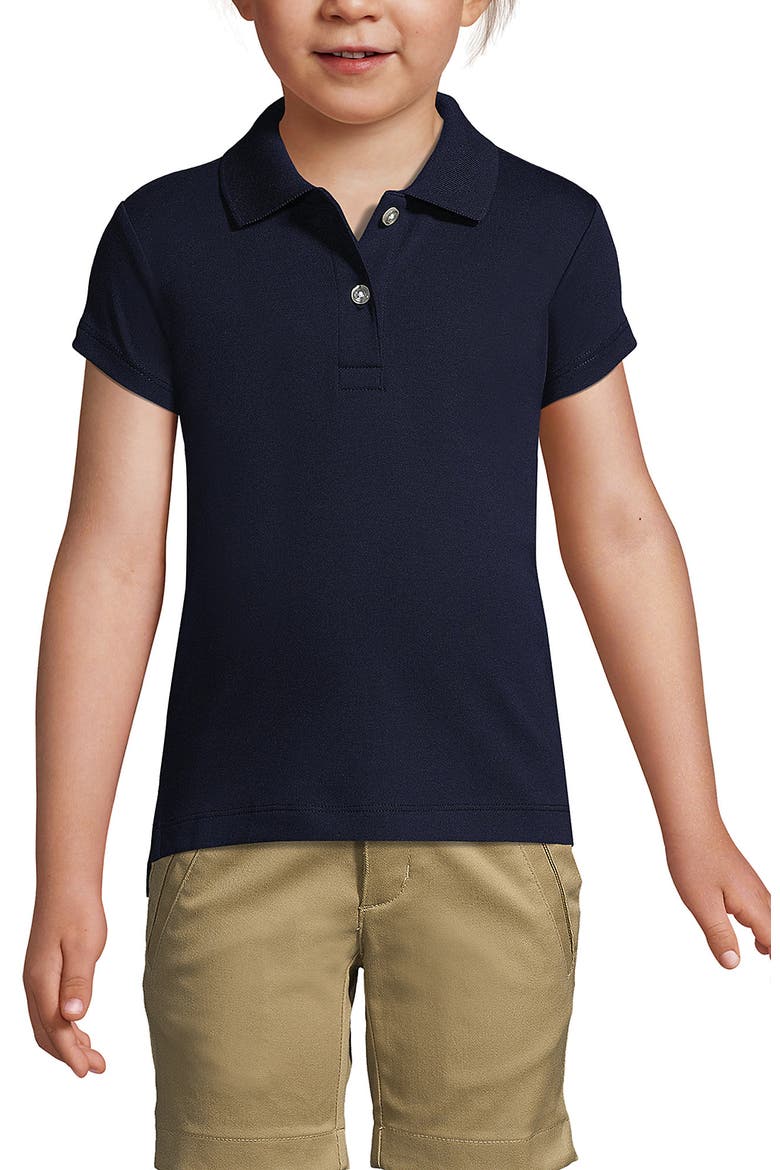 School Uniform Girls Short Sleeve Feminine Fit Interlock Polo Shirt, Main, color, Classic Navy