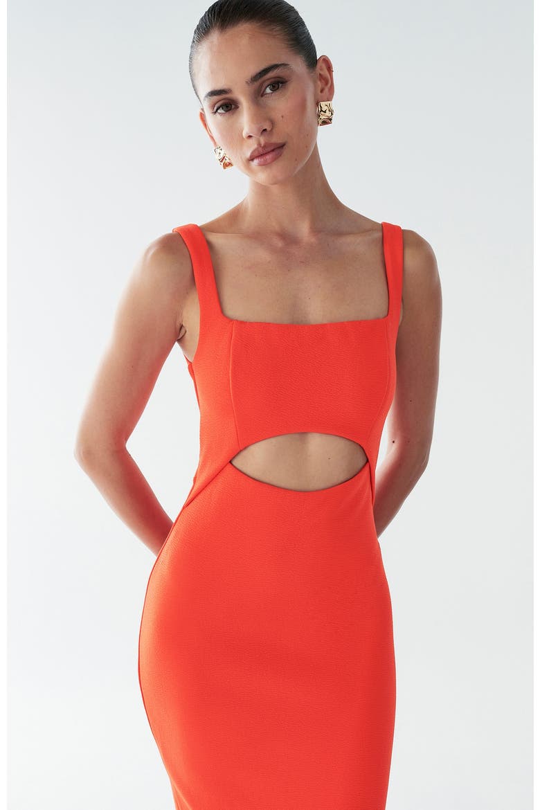Adi Midi Dress, Alternate, color, Coral