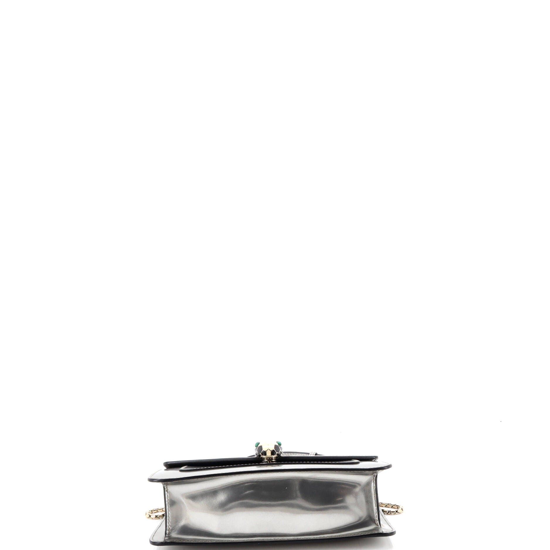 Serpenti Forever Shoulder Bag Metallic Leather Small, Alternate, color, Metallic Silver