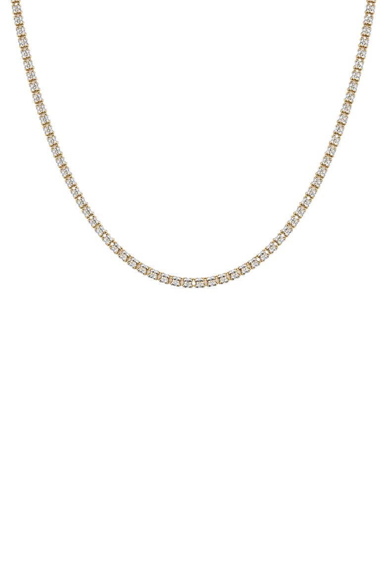 Two Tone Two Row Cubic Zirconia Tennis Necklace, Main, color, TWO TONE