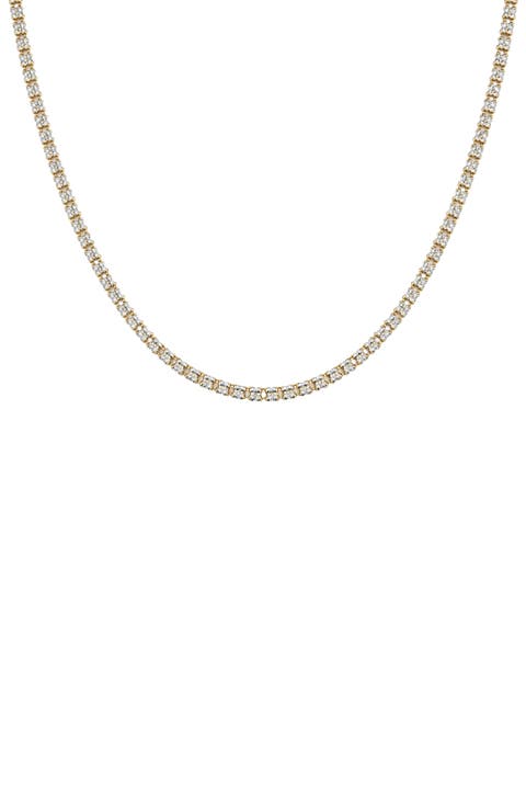 Two Tone Two Row Cubic Zirconia Tennis Necklace