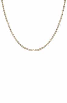 Two Tone Two Row Cubic Zirconia Tennis Necklace