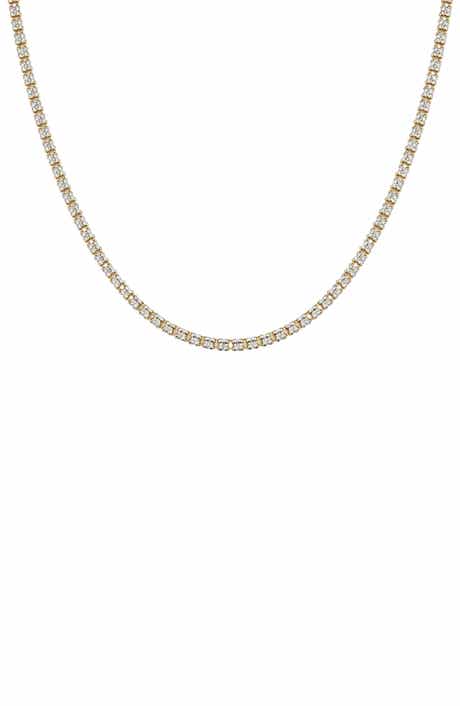 Two Tone Two Row Cubic Zirconia Tennis Necklace