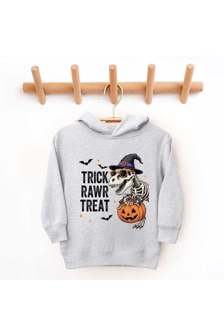 Trick Rawr Treat Dino Toddler Hoodie, Alternate, color, Heather Grey