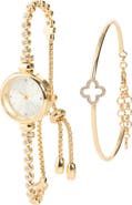 ARGENTO VIVO Bracelet Watch & Clover Bangle Bracelet Set