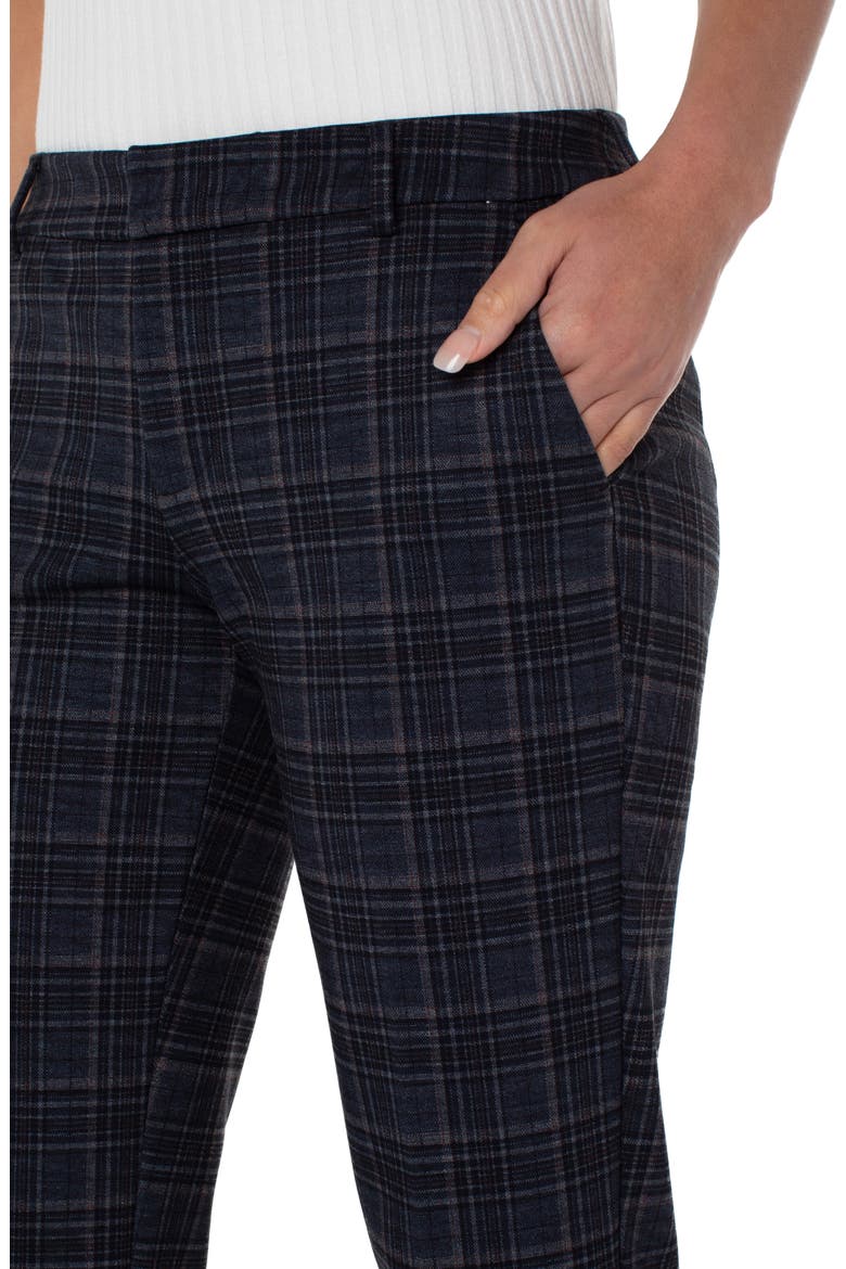 Kelsey Tartan Ponte Ankle Trousers, Alternate, color, NVY/ GRY TARTAN