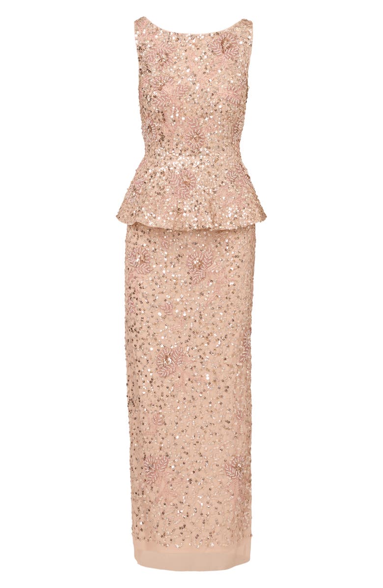 Adrianna Papell Beaded Peplum Sleeveless Gown, Alternate, color,