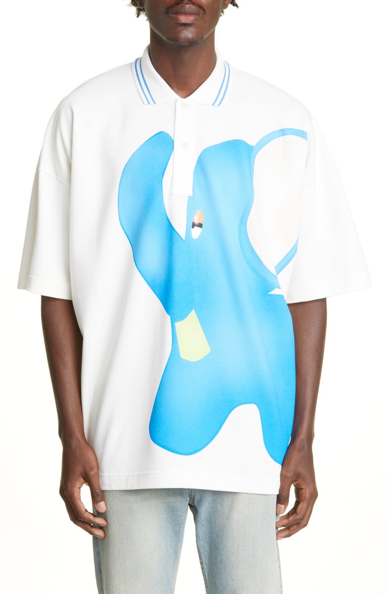 JW Anderson Oversize Elephant Graphic Polo, Main, color, 