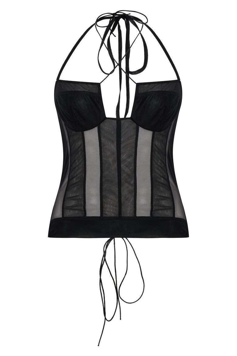 Tulle Women Top, Main, color, BLACK