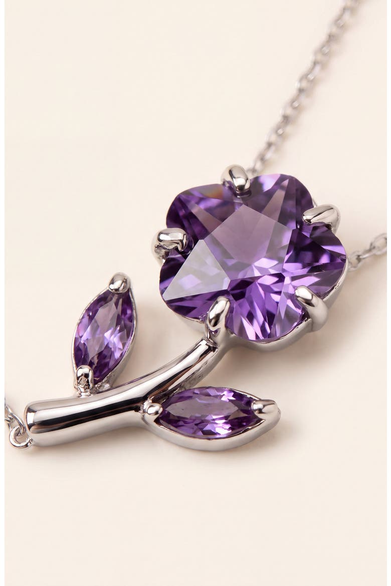 Crystal Daisy Flower Pendant Necklace, Alternate, color, Purple