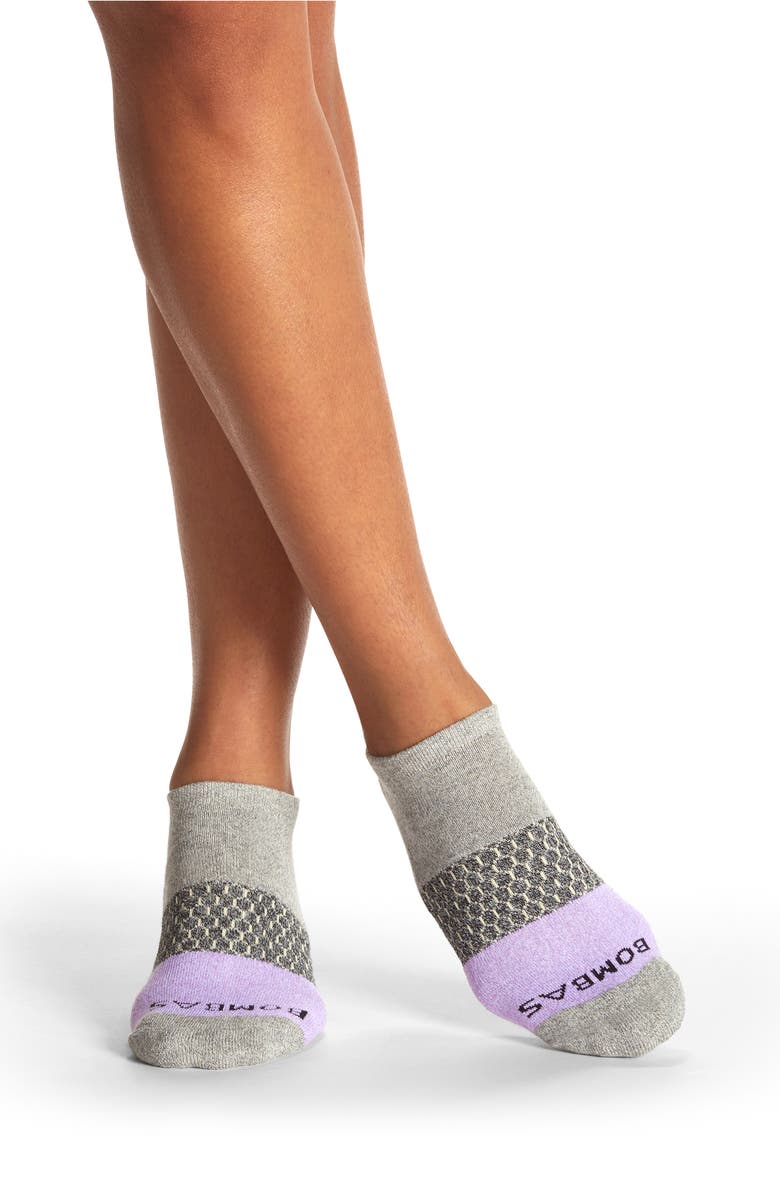 Bombas Marl Colorblock Ankle Socks, Alternate, color, Grey / Lavender