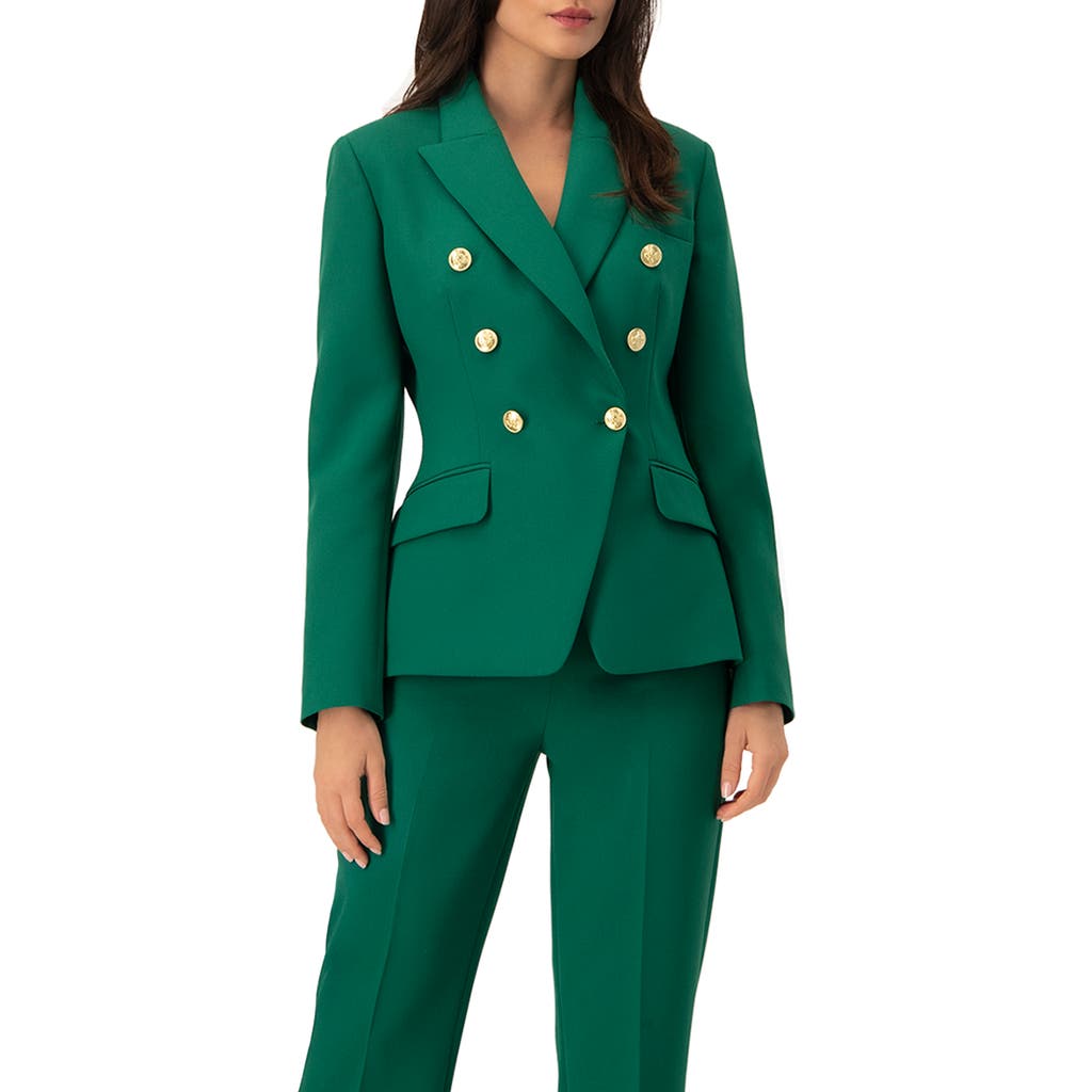 Ivonne Double-breasted Blazer With Buttons In Green