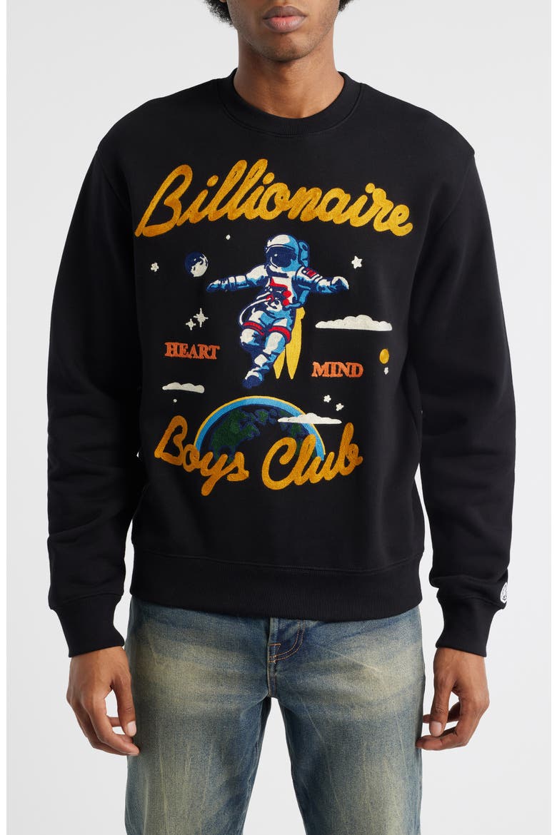 BB Jet Set Embroidered Graphic Sweatshirt, Main, color, BLACK