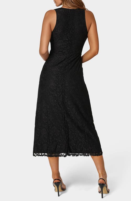 Bebe Sleeveless Lace A-line Midi Dress In Black