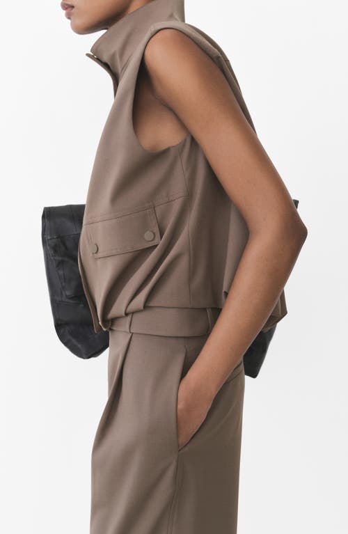 Mango Oliana Utility Vest In Medium Brown