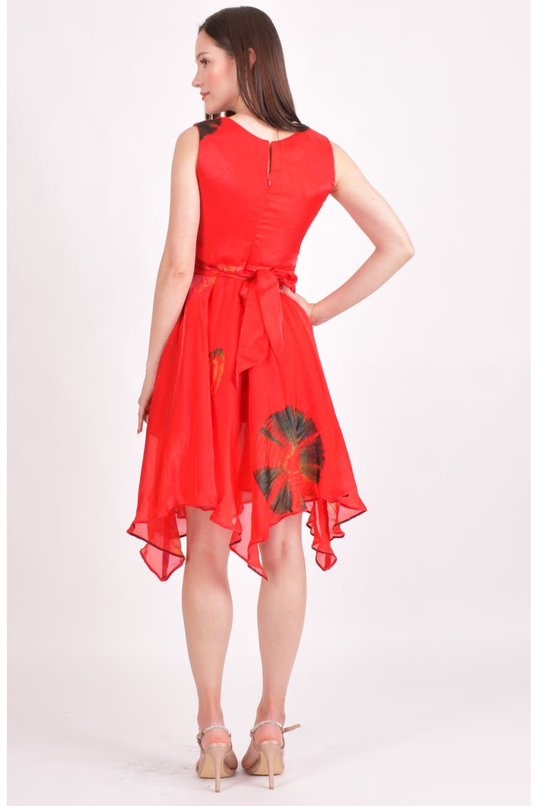 Kleo Hand Tie Dye High Low Dress, Alternate, color, Red