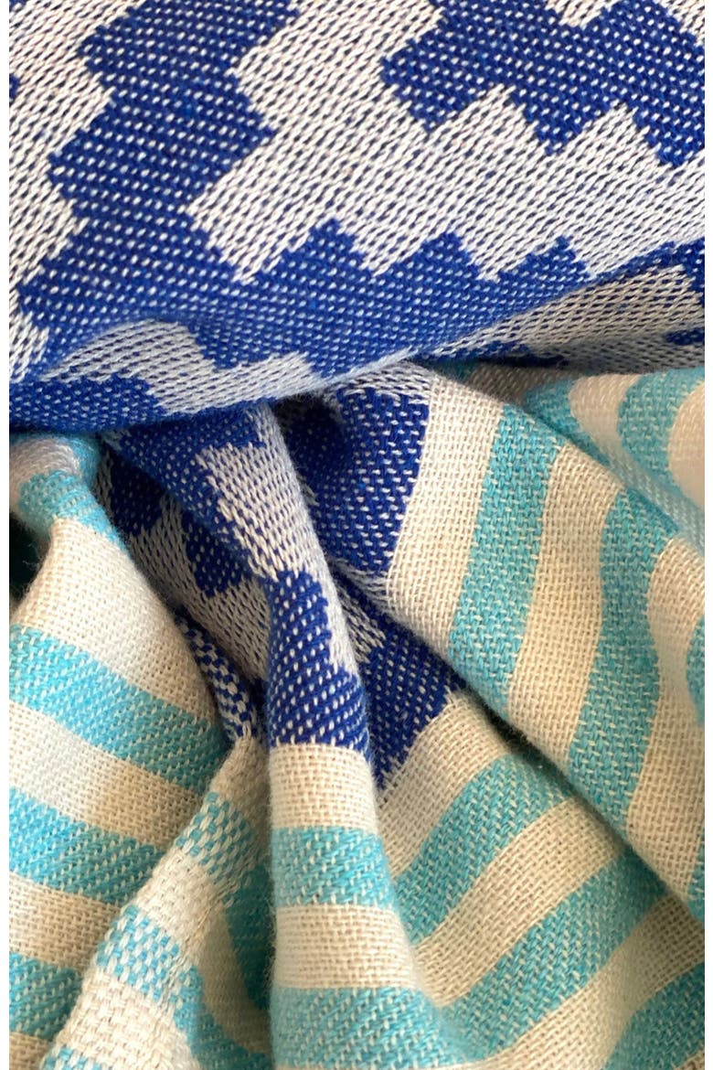 Merida Turkish Towel / Blanket - Blue, Alternate, color, Blue