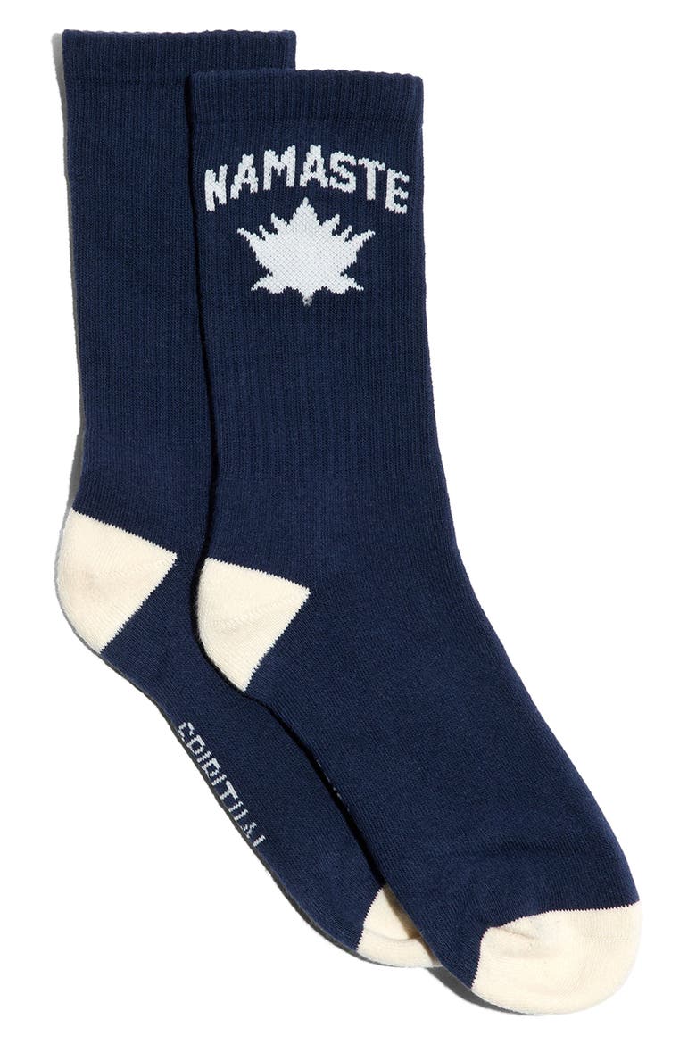 Lotus Crew Socks, Main, color, INDIGO