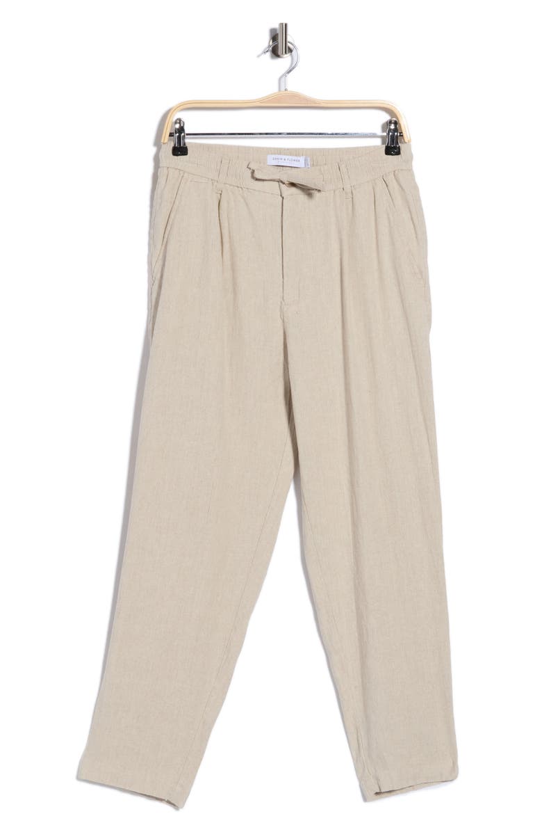 DENIM AND FLOWER Linen & Cotton Blend Pants, Main, color, Light Sand