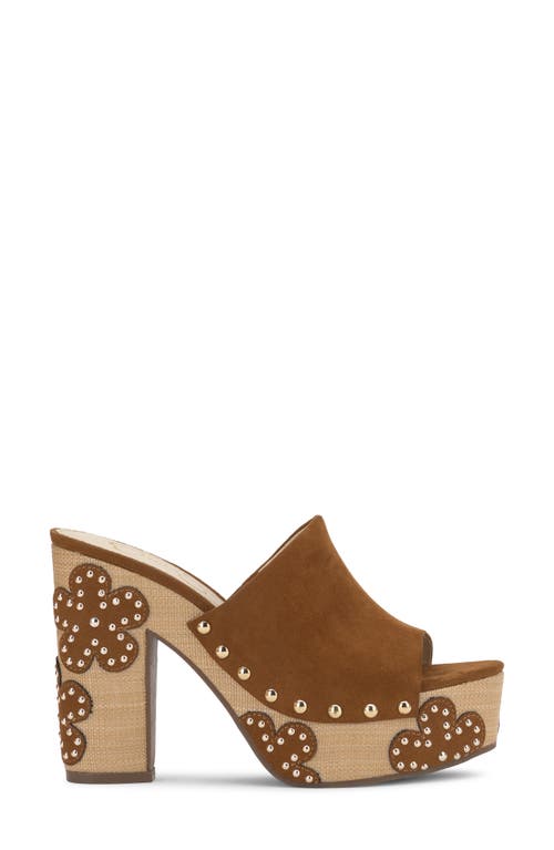 Jessica Simpson Shelbie Tuscan Tan Suede Platform High Heel Slide Sandals In Tuscan Tan